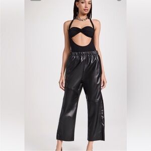 MM6 Maison Martin Margiela Pull On Faux Leather Raw Hem Pants Size 8
